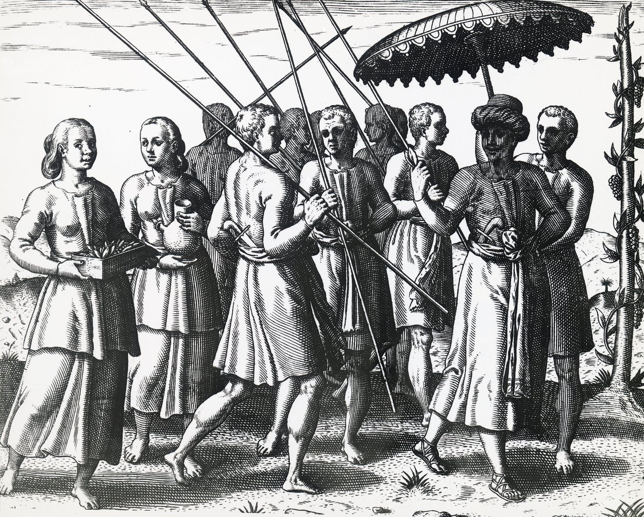 Abitanti di Sumatra, incisione di Theodor de Bry da Theodore de Bry