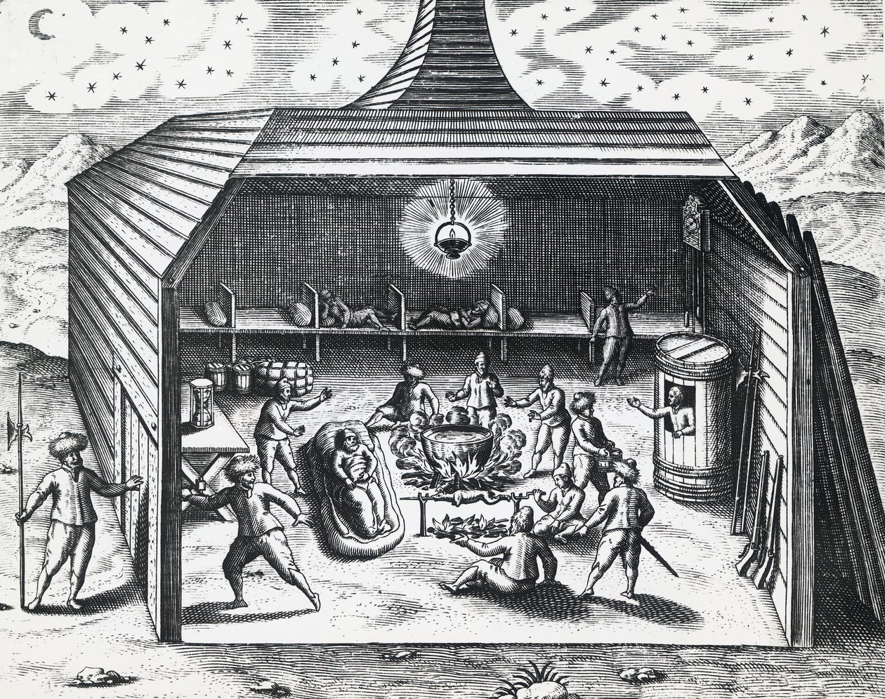 Interno della casa invernale di William Barents nell