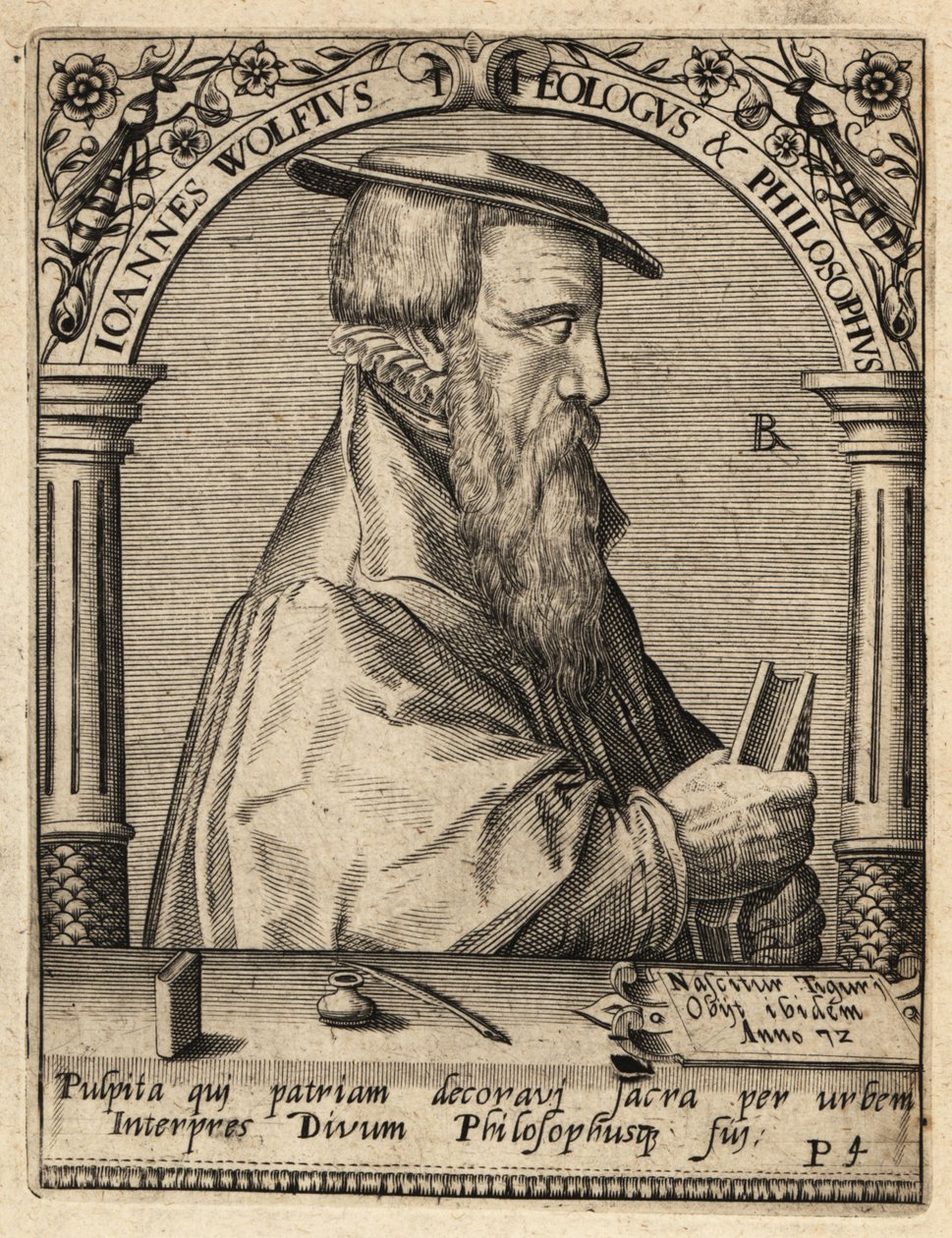 Johannes Wolf, c.1521-1572, teologo riformato svizzero da Theodore de Bry