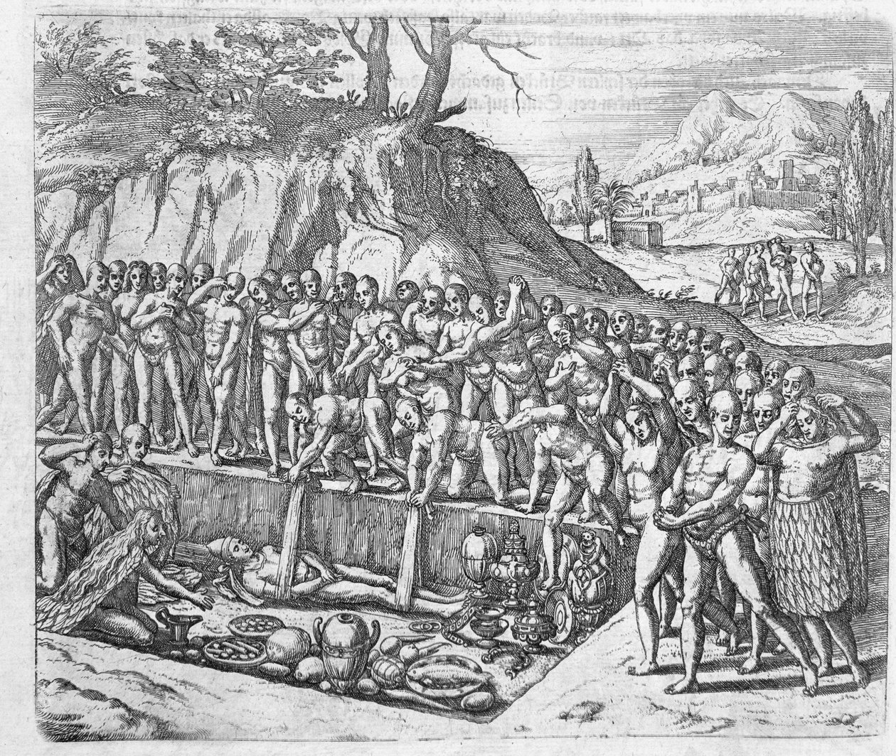 Metodo di sepoltura dei re e della nobiltà peruviana dal resoconto di Girolamo Benzoni sulla conquista del Perù, da 