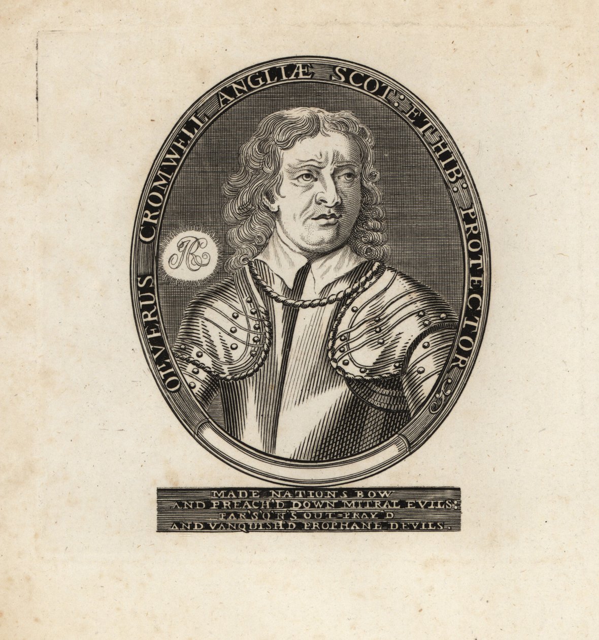 Ritratto ovale di Oliver Cromwell, Lord Protettore da Theodore de Bry