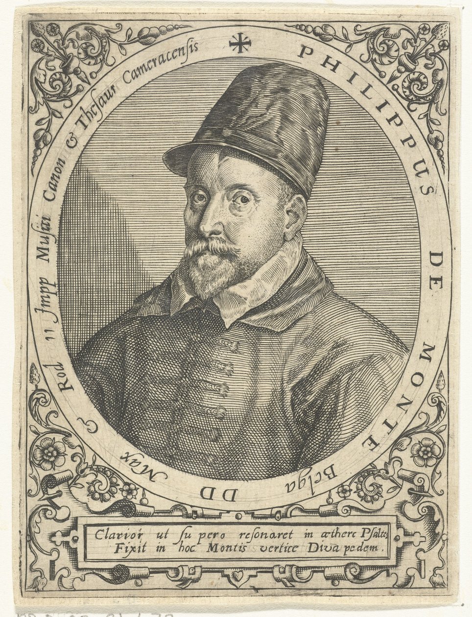 Ritratto del compositore Philippe de Monte (1521-1603) da Theodore de Bry