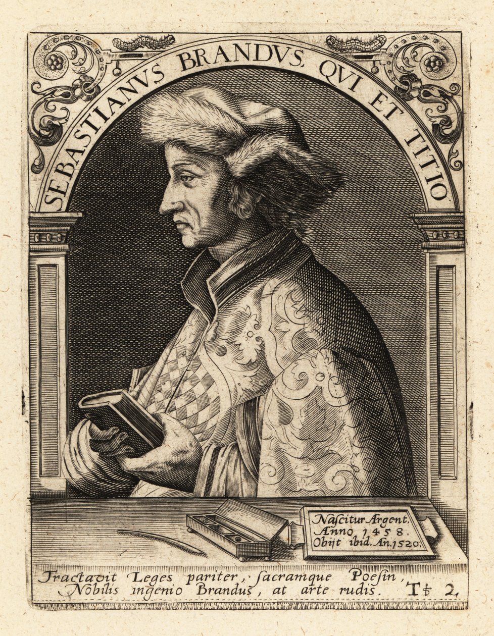 Sebastian Brant, umanista e satirico tedesco da Theodore de Bry
