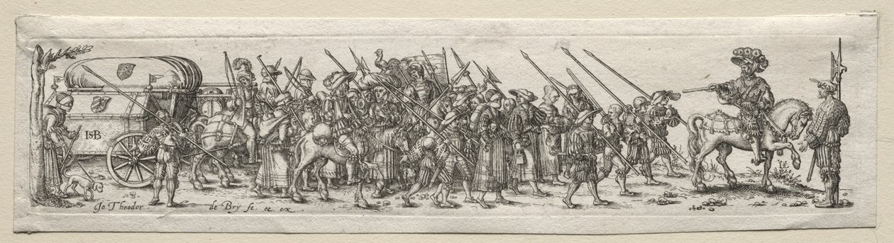Soldati in marcia da Theodore de Bry