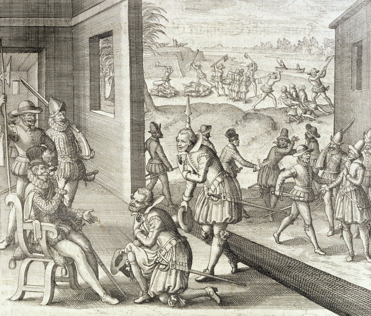 La cattura spagnola di Fort Caroline, 1565, da 