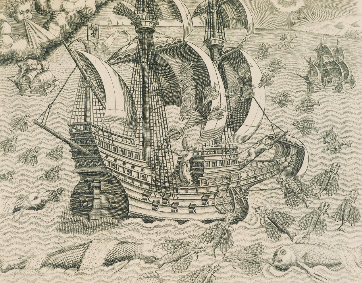 Pesce alato dai mari delle Indie, illustrazione da Storia Americana di Theodore de Bry da Theodore de Bry