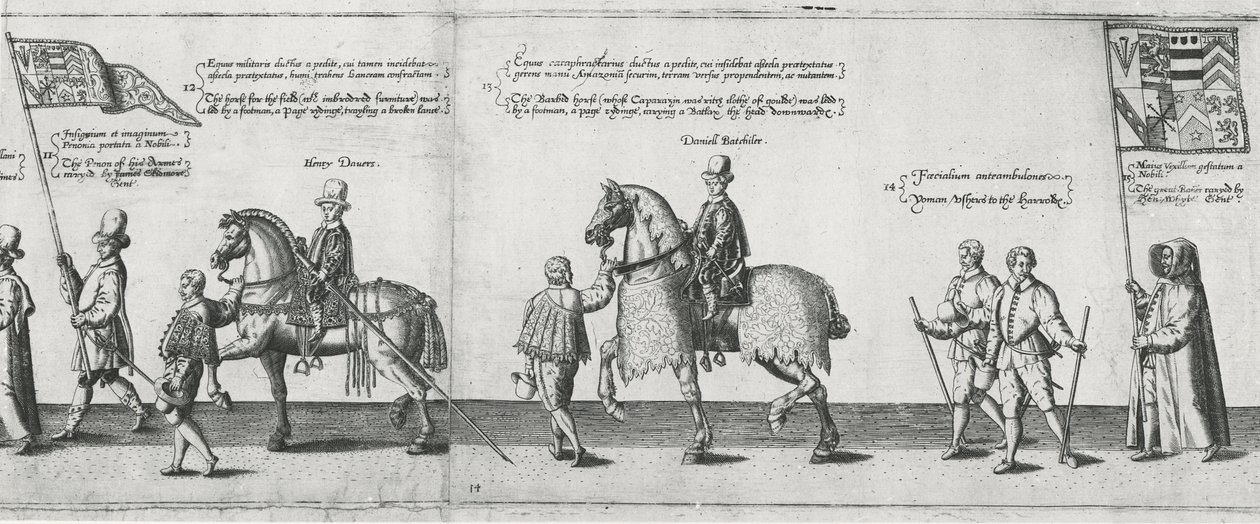 Usceri nel corteo funebre di Sir Philip Sidney verso la Cattedrale di San Paolo, 1587 da Theodore de Bry
