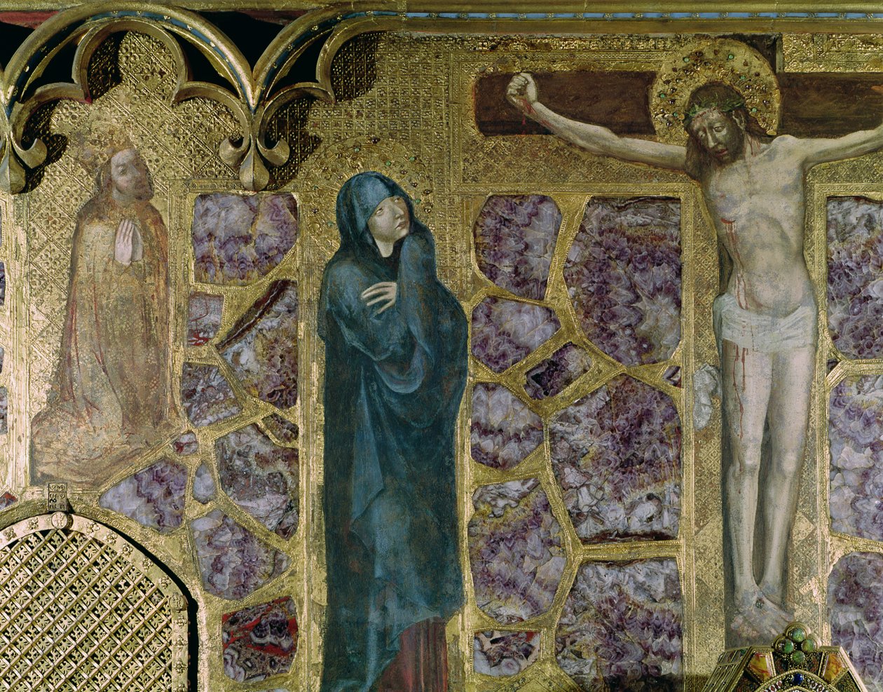 Carlo IV (1316-78) in preghiera, la Vergine e Cristo della Croce, dalla Cappella di San Venceslao da Theodoricus of Prague