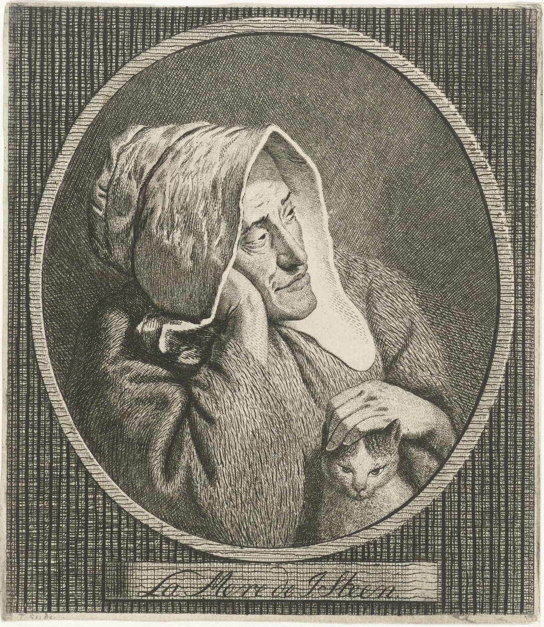 Vecchia donna con gatto da Theodorus de Roode