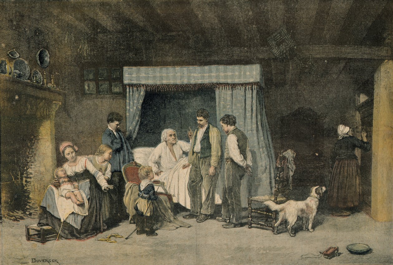 Il lavoratore e i suoi figli, illustrazione da Le Petit Journal, 12 marzo 1892 da Theophile Emmanuel Duverger