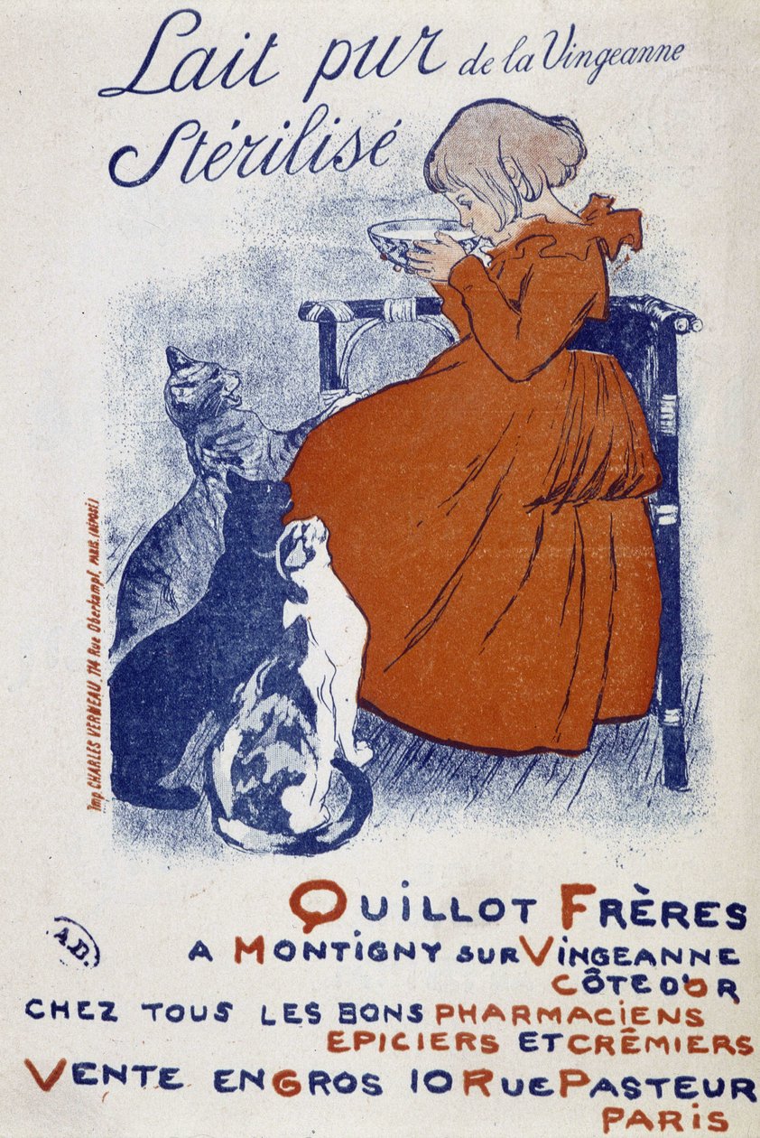 Poster pubblicitario per il latte puro della Vingeonne da Théophile Alexandre Steinlen