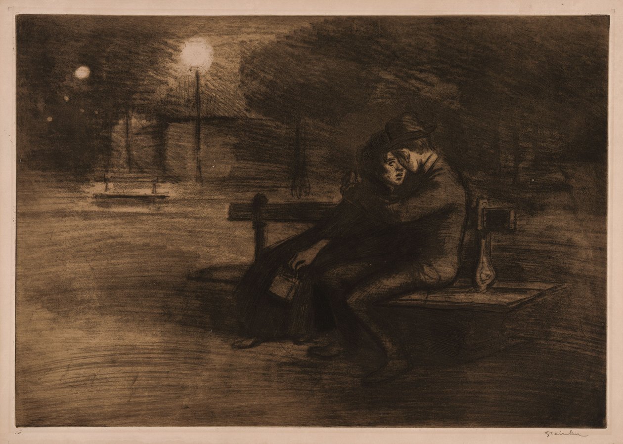 Innamorati su una panchina da Théophile Alexandre Steinlen