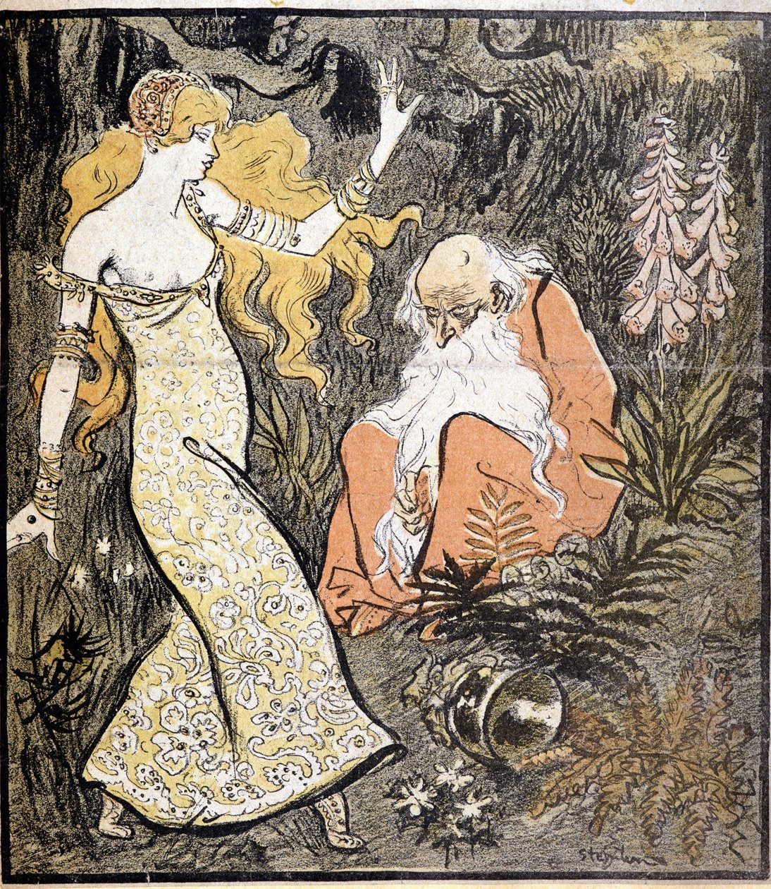 Merlino e Viviana ("Brocéliande") - di Steinlen da Théophile Alexandre Steinlen