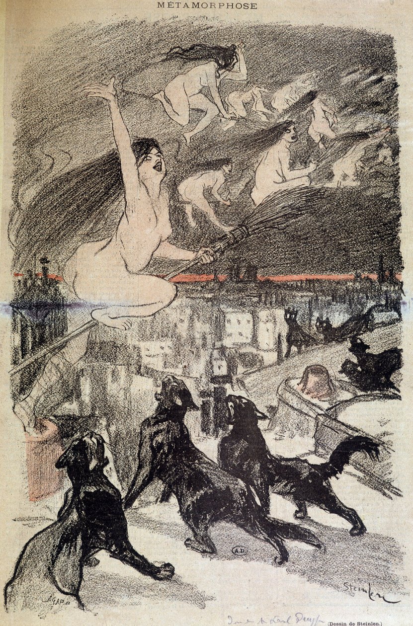 Metamorfosi dei gatti in streghe - di Steinlen da Théophile Alexandre Steinlen