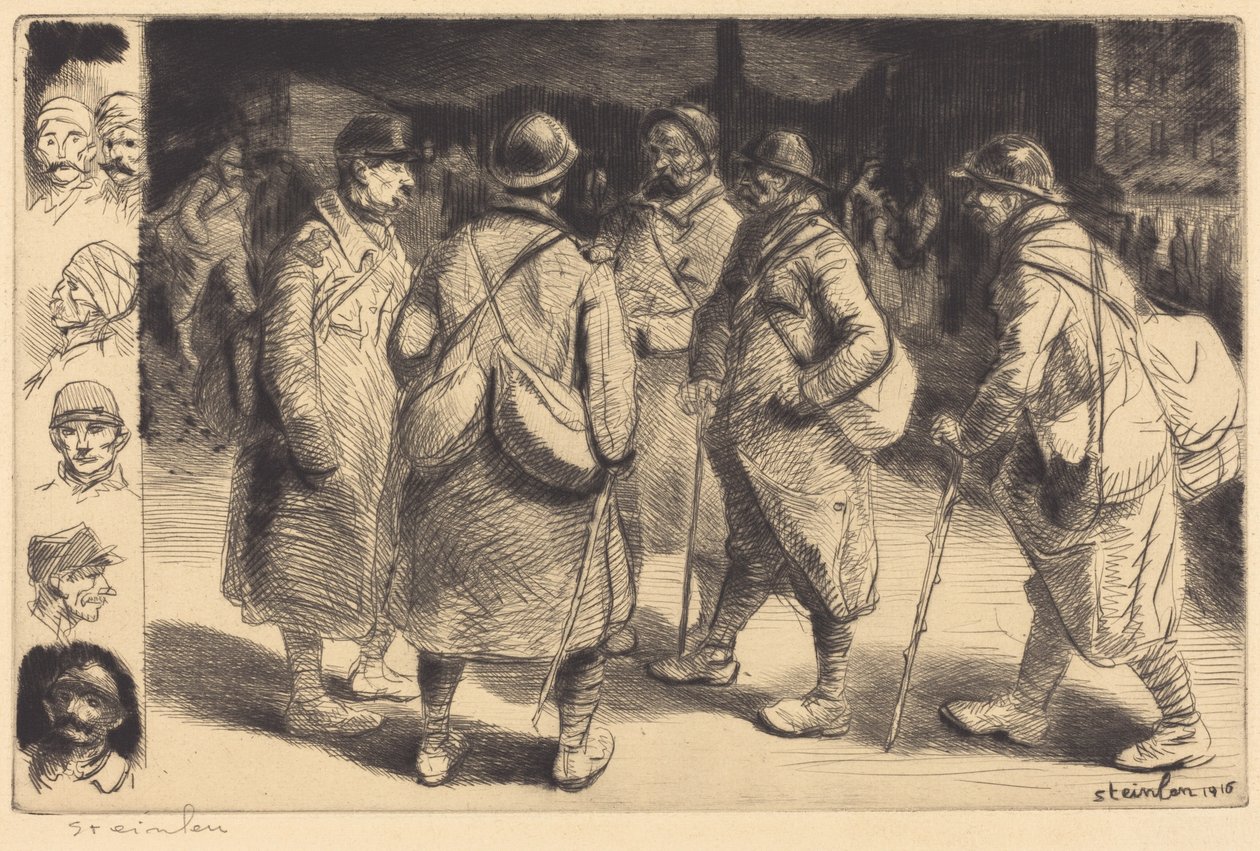 Soldati in licenza - Scena notturna (Permissionnaires - Effetto notturno) da Théophile Alexandre Steinlen
