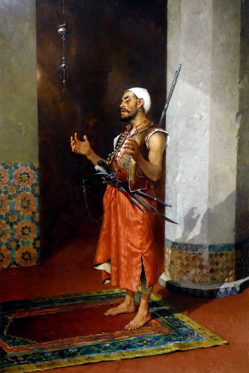 Guardia turca che prega, fine XIX-inizio XX secolo da Theophile Marie Francois Lybaert
