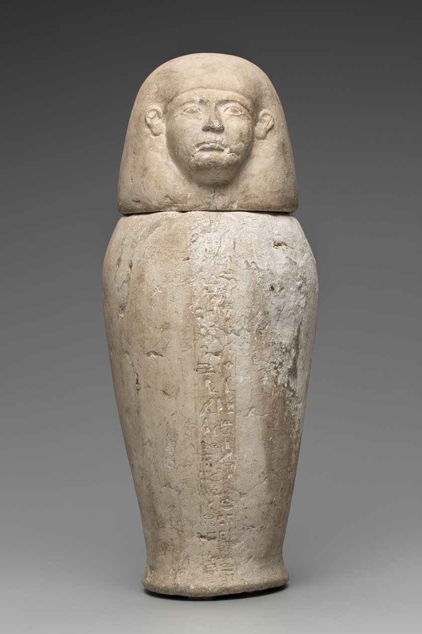 Vaso canopo con testa di uomo (calcare) da Third Intermediate Period Egyptian