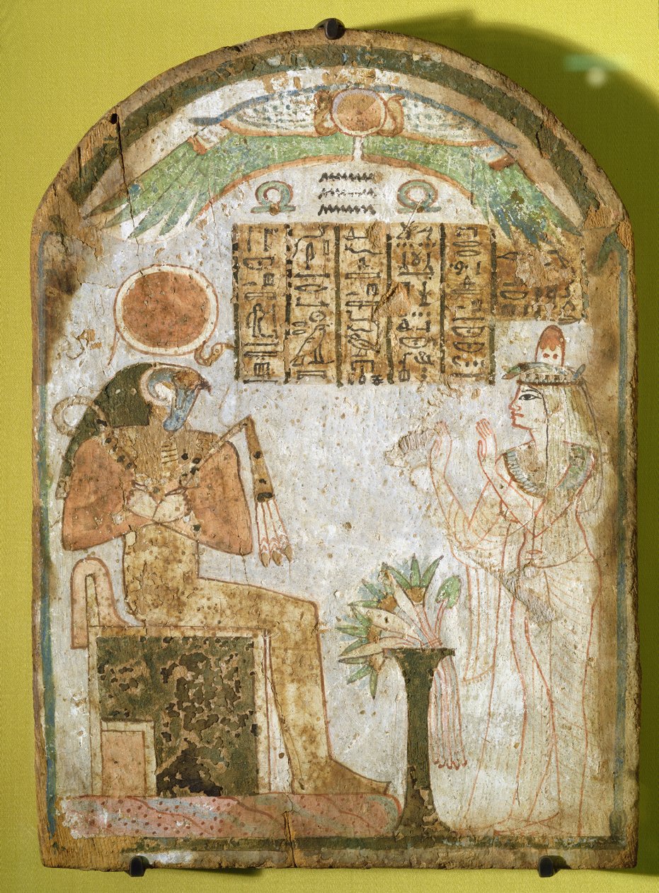Stele che raffigura Tachenes che prega davanti al dio Re-Horakhty, 900 a.C. da Third Intermediate Period Egyptian