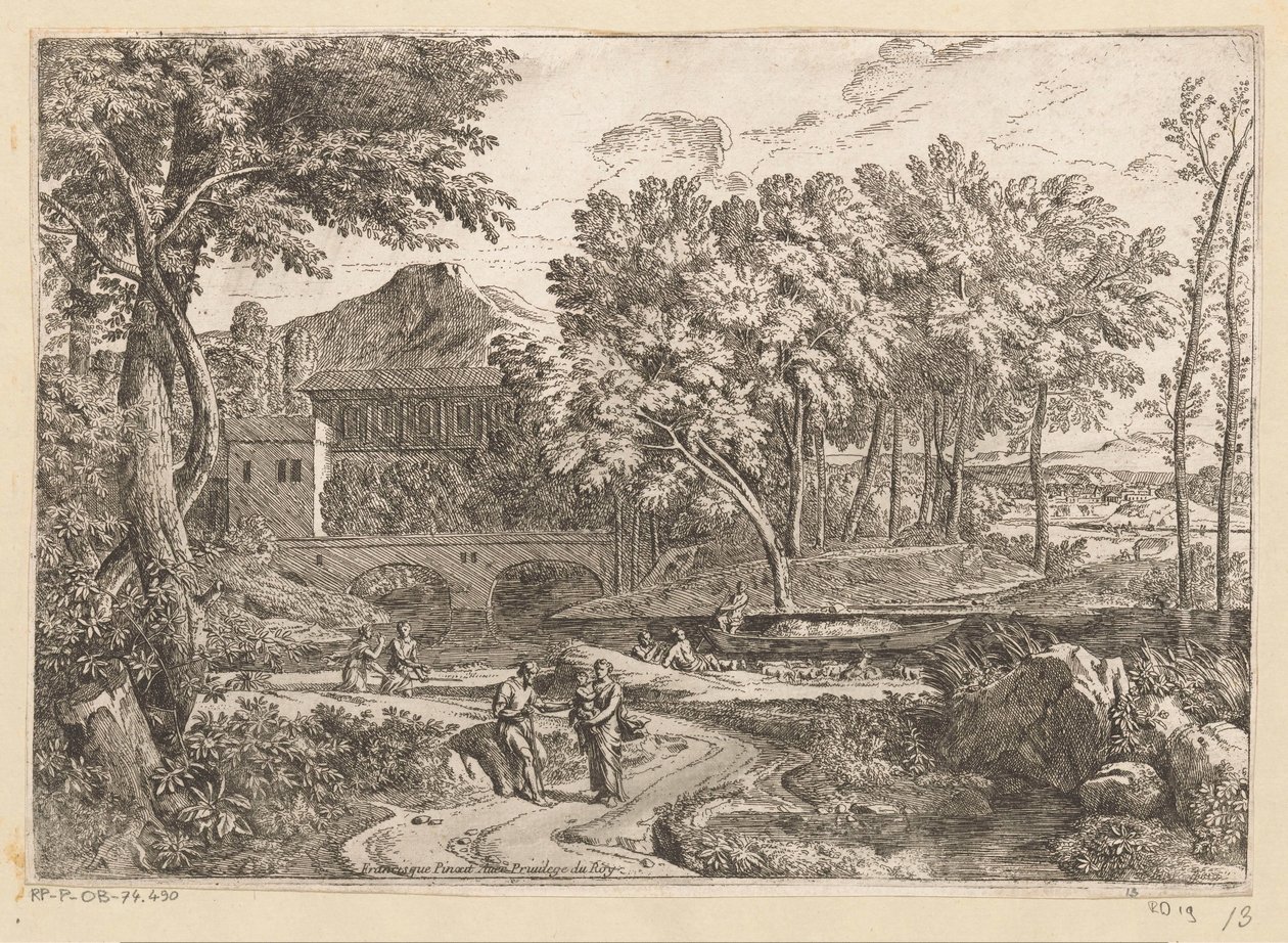 Paesaggio arcadico con un gregge di capre vicino all