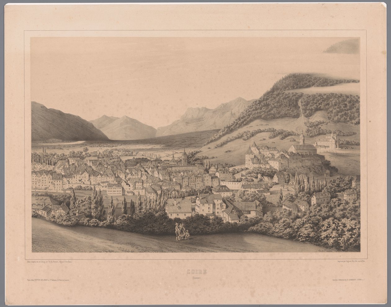 Vista su Coira nei Grigioni da Théodore Achille Louis Dumoncel