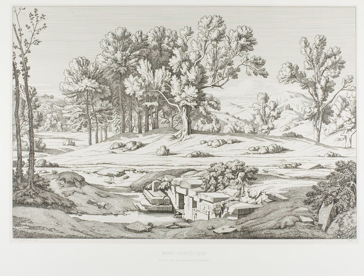 Vista di una delle sorgenti del Monte Pentéli da Théodore Caruelle d