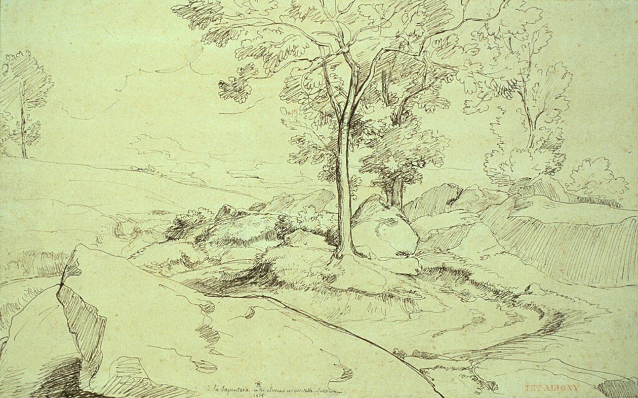 Vista della Serpentara tra Olivano e Civitella da Théodore Caruelle d