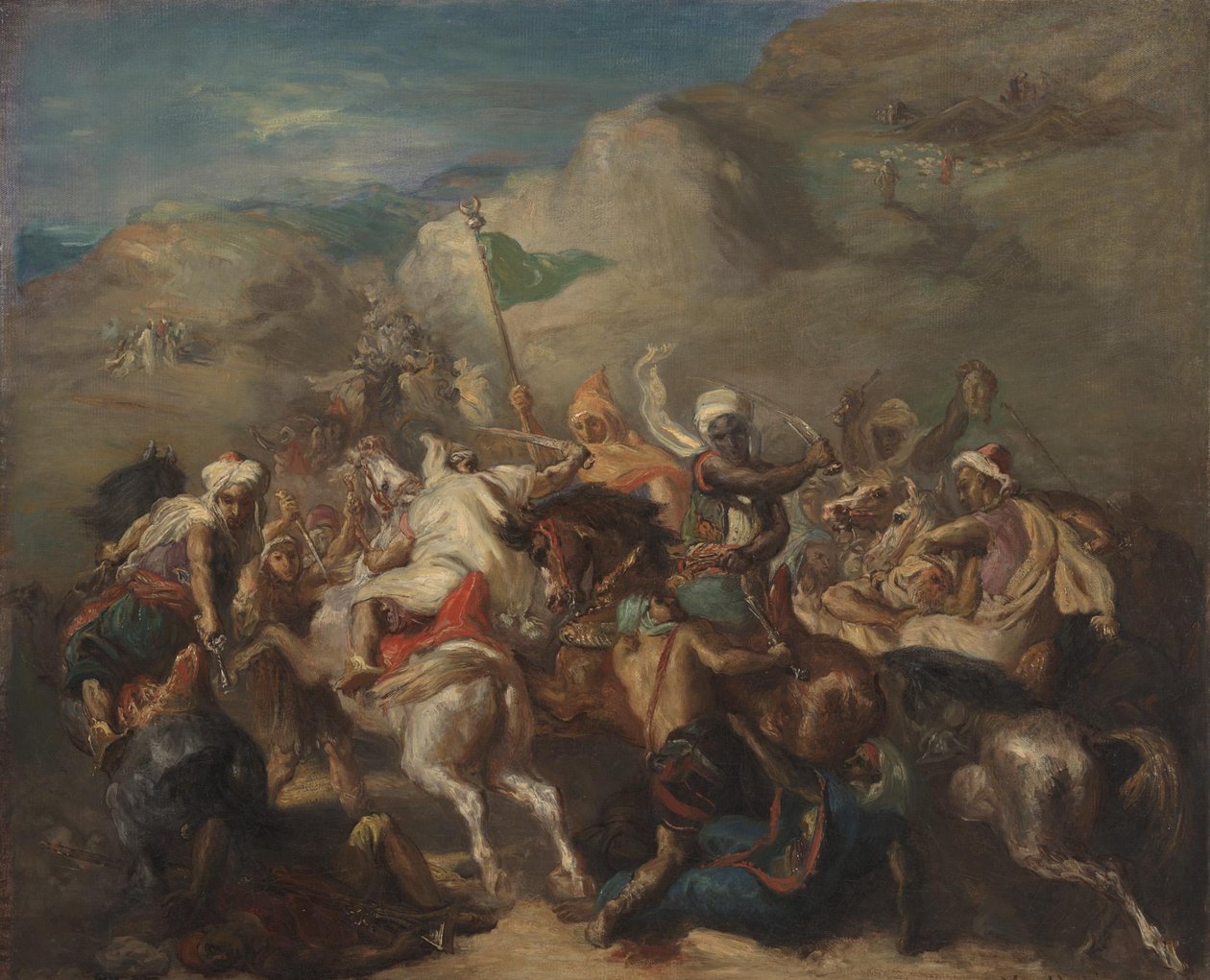 Battaglia di cavalieri arabi intorno a uno stendardo da Théodore Chassériau