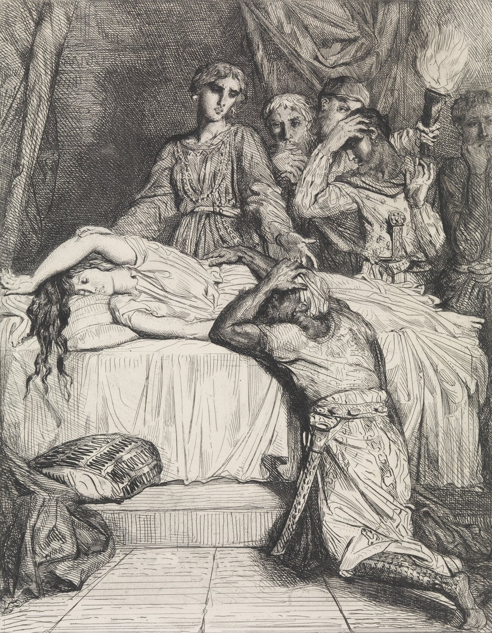 Oh! Oh! Oh!: tavola 14 da Otello Atto 5, Scena 2, inciso 1844, ristampato 1900 da Théodore Chassériau