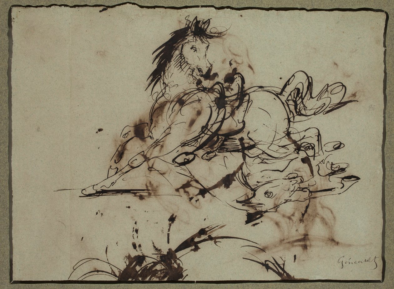 Attribuito a Théodore Géricault - Cavallo spaventato, tra la fine del XVIII e l
