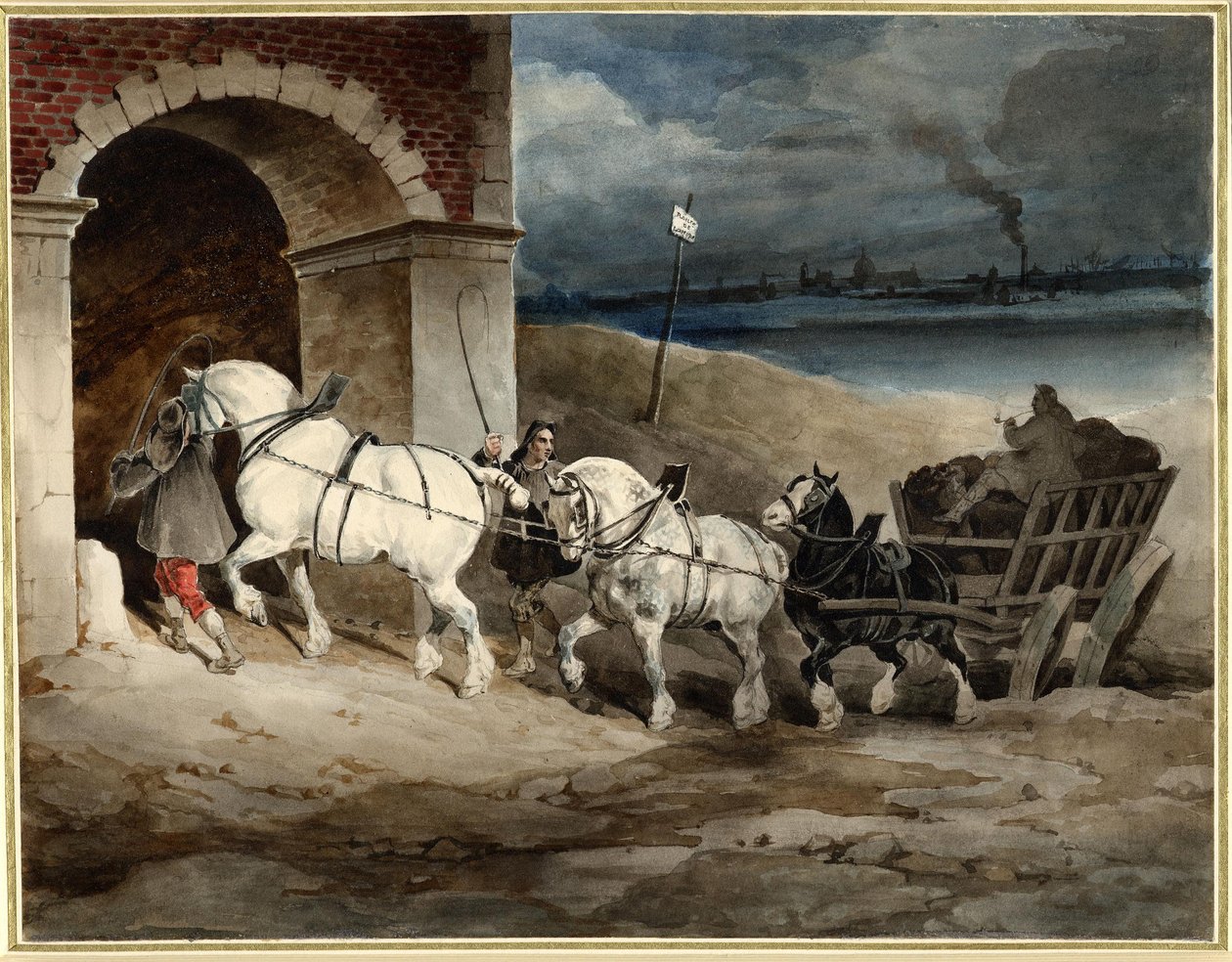 Géricault - Il carro del carbone, o il carro, Route de Londres, 1821 circa, 1968.0210.28 da Theodore Gericault