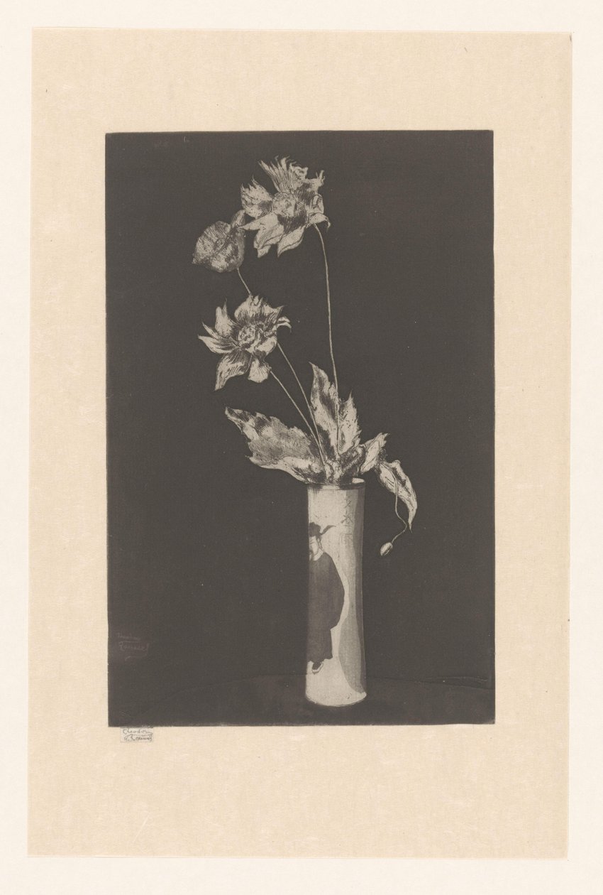 Fiori in un vaso con motivi cinesi da Théodore Roussel (signed by artist)