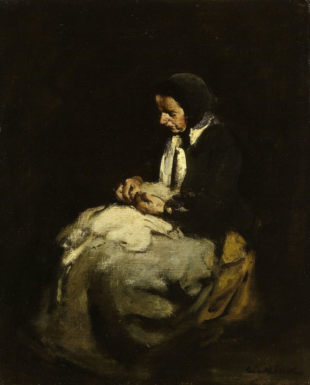 Donna che cuce da Théodule Augustin Ribot