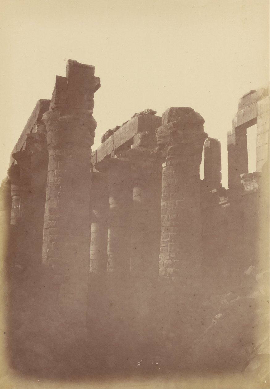 Vista ravvicinata delle colonne della sala ipostila, Karnak da Théodule Devéria