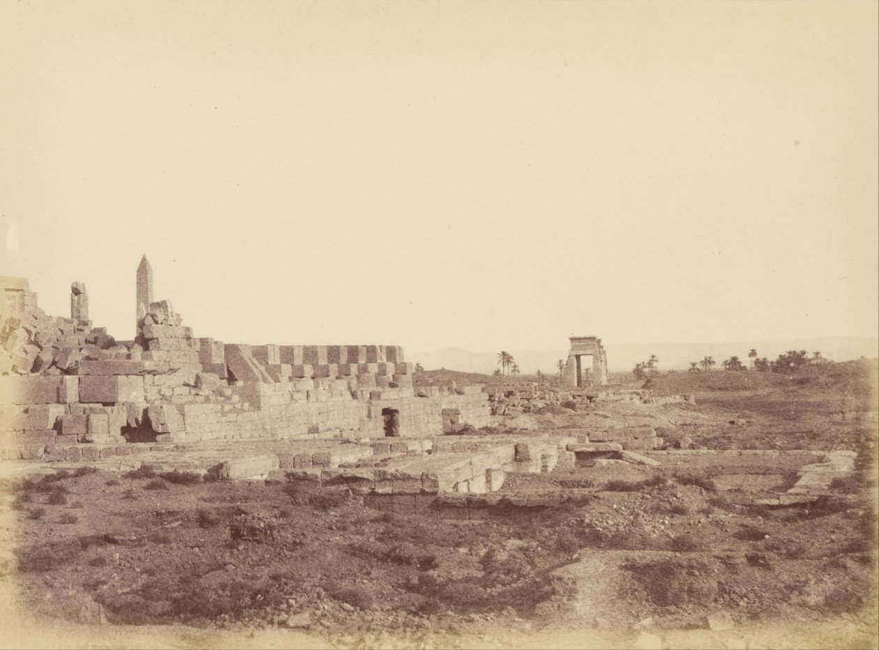 Panoramica di Karnak inclusa la Passeggiata Coperta di Tuthmosis III da Théodule Devéria