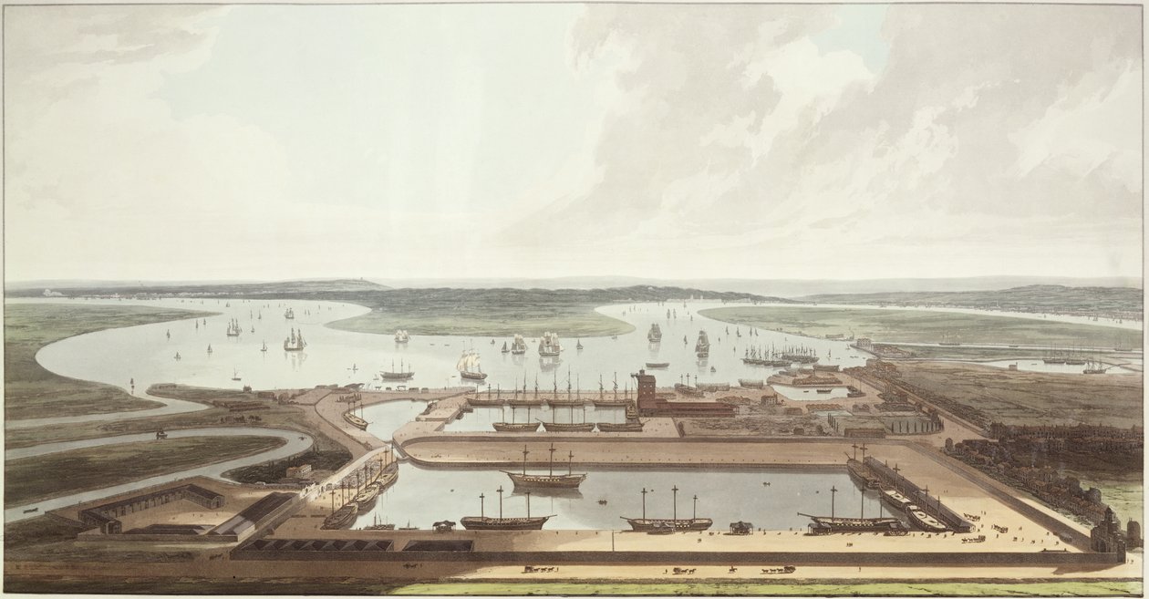 Veduta dei moli delle Indie Orientali, 1803 da Thomas und William Daniell