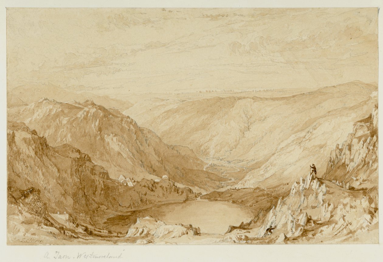 Uno stagno, Westmorland (Small Water Tarn da Nanbield, guardando verso Mardale) da Thomas Allom