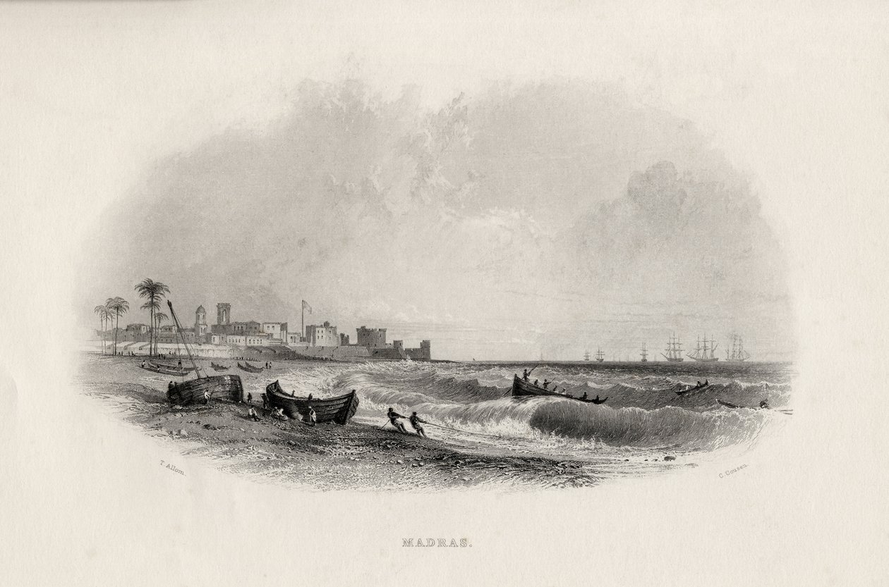 Madras, India, inciso da Charles Cousen (1815-89) da Thomas Allom
