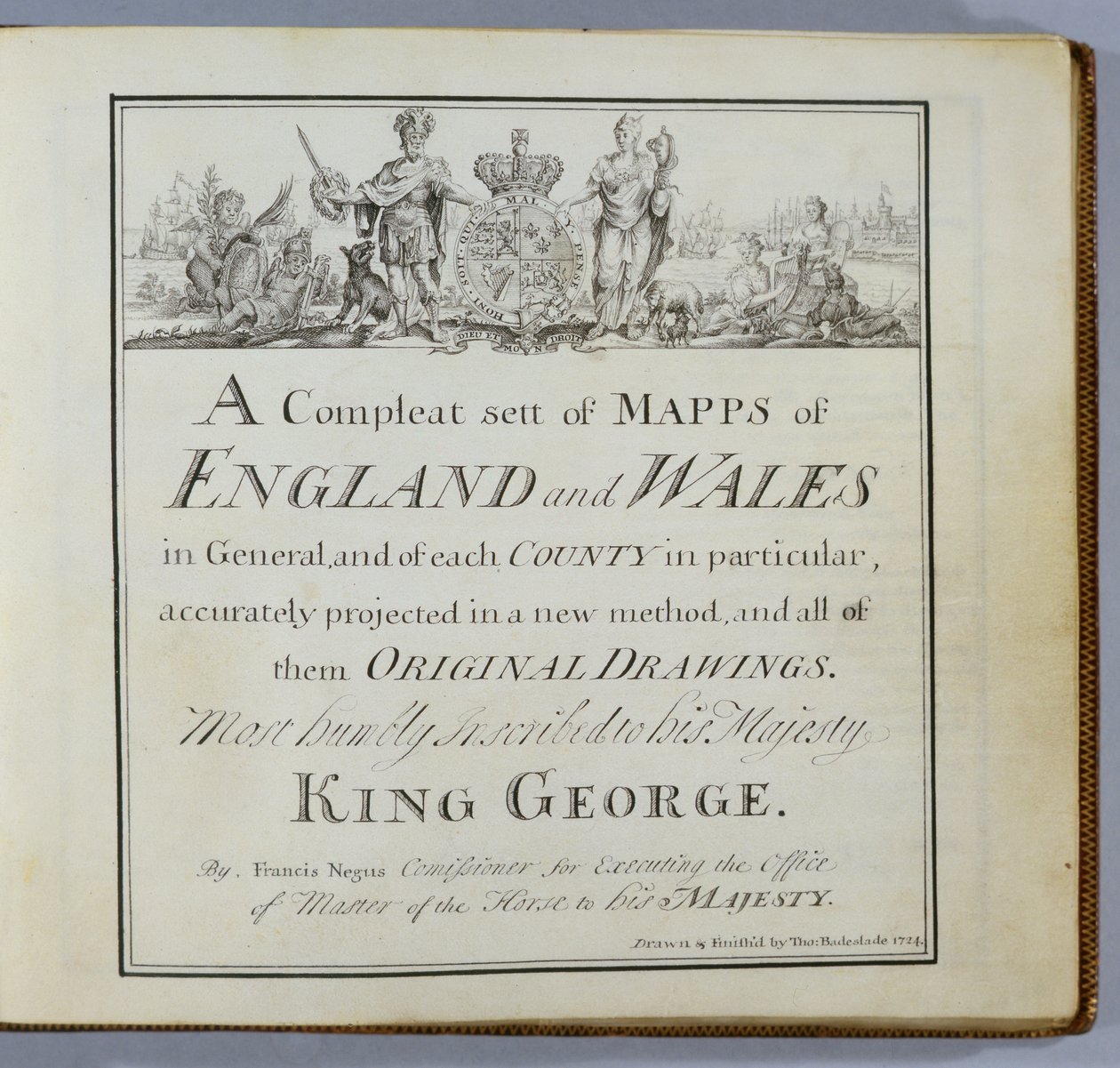 Pagina del titolo di A Compleat Sett of Mapps of England and Wales in General... da Thomas Badeslade