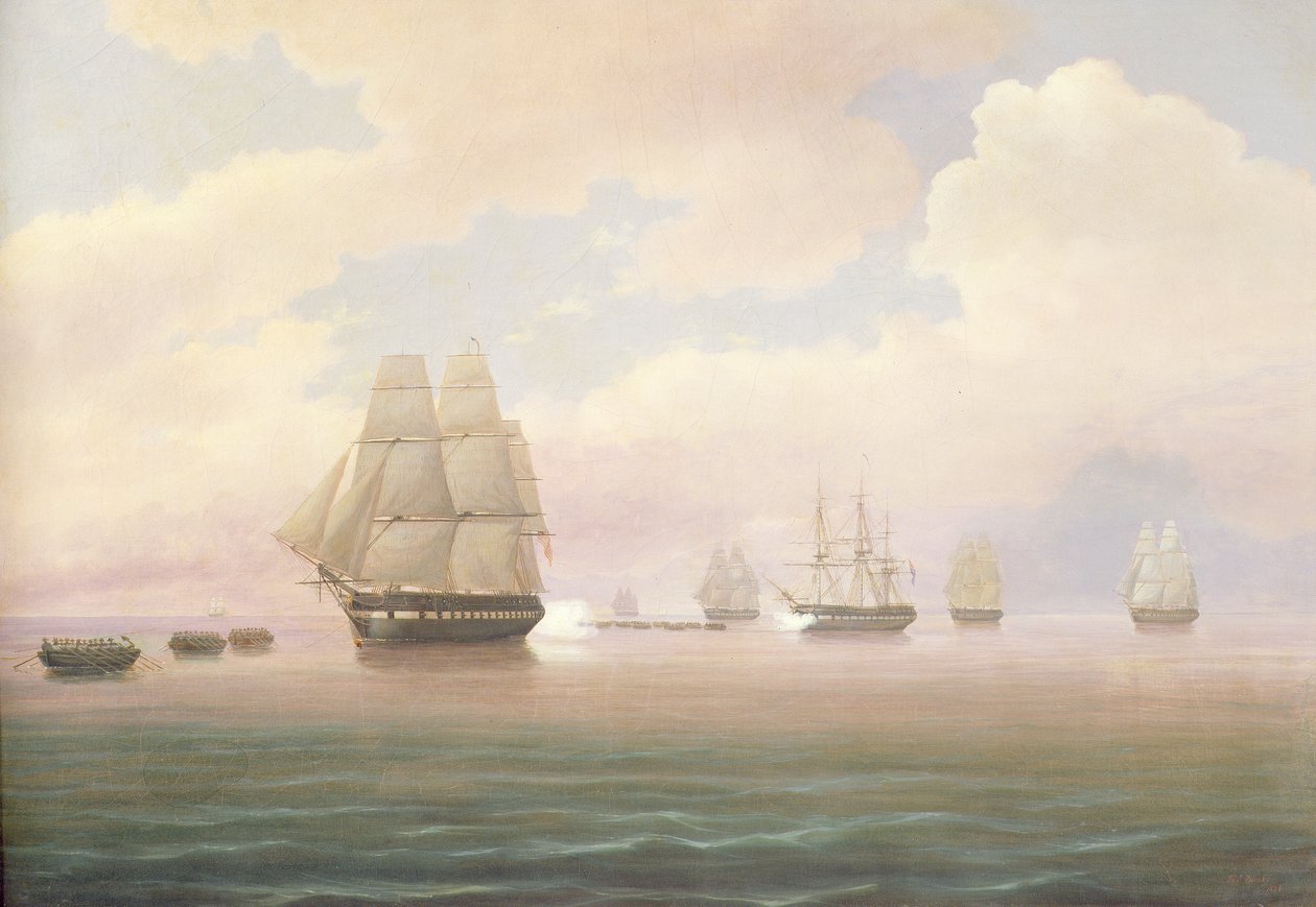 Fuga della fregata americana Constitution, 1838 da Thomas Birch