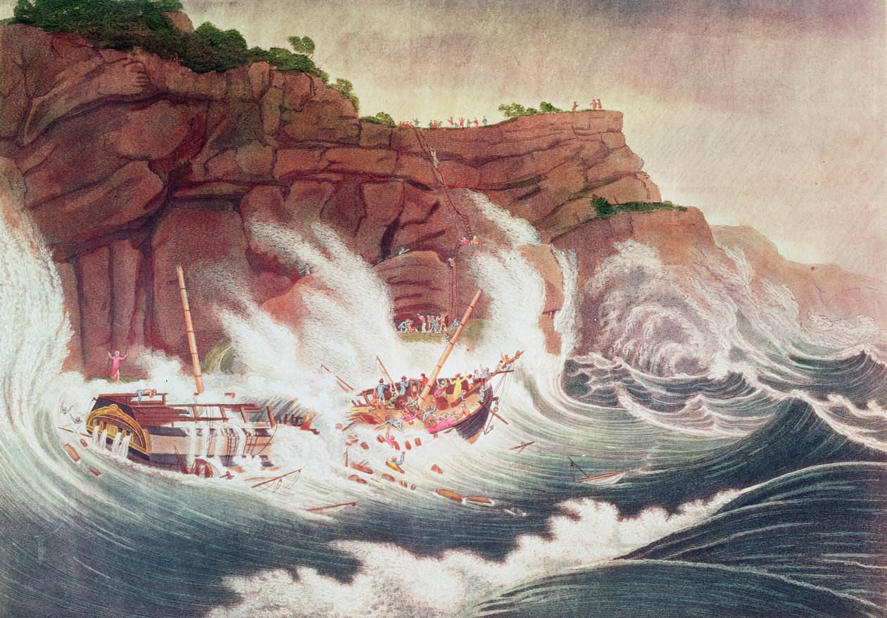 Perdita della nave postale Albion, inciso da C. Tiebout da Thomas Birch
