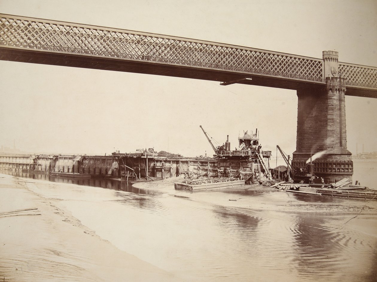 Ponte di Runcorn, costruzione del muro di cemento da Thomas Birtles