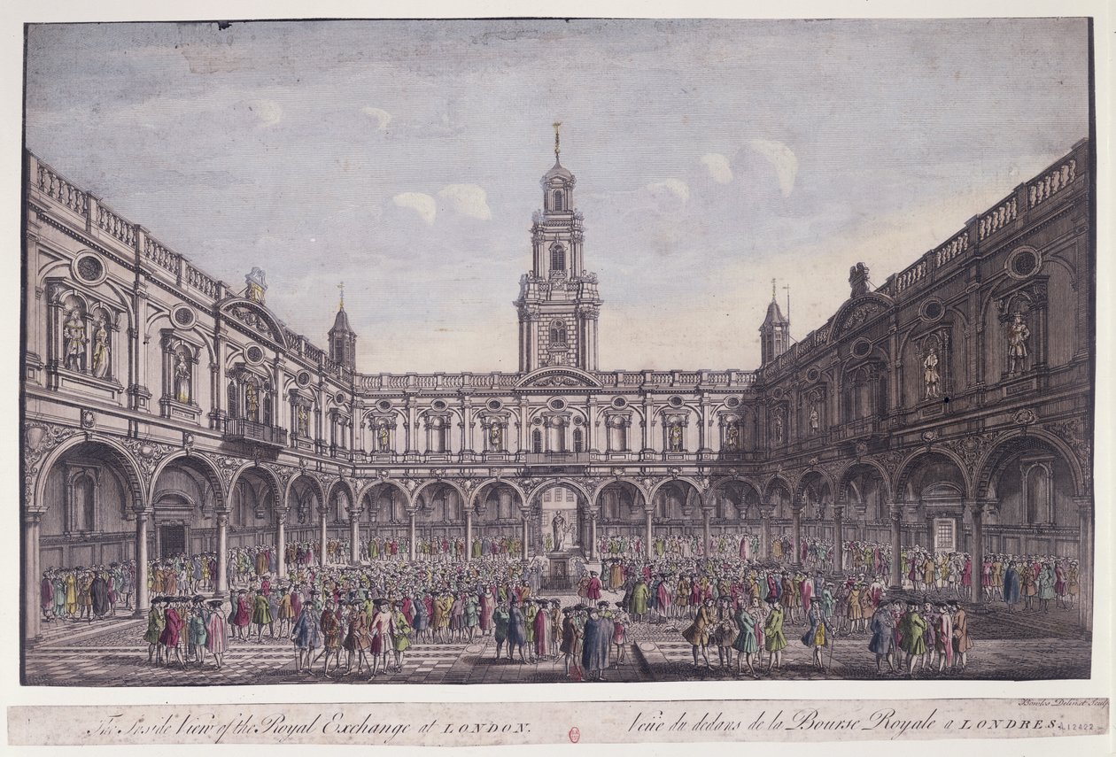 Vista interna della Royal Exchange, Londra da Thomas Bowles