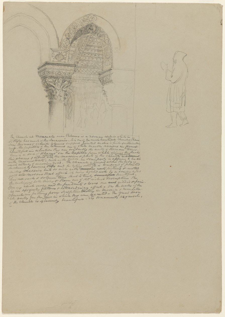 Dettagli dei capitelli nella chiesa di Monreale, 1842 da Thomas Cole