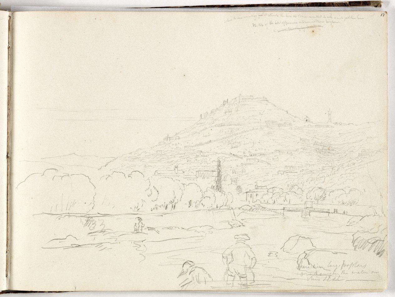 Schizzo di collina, riva del fiume e figure, 1831 da Thomas Cole