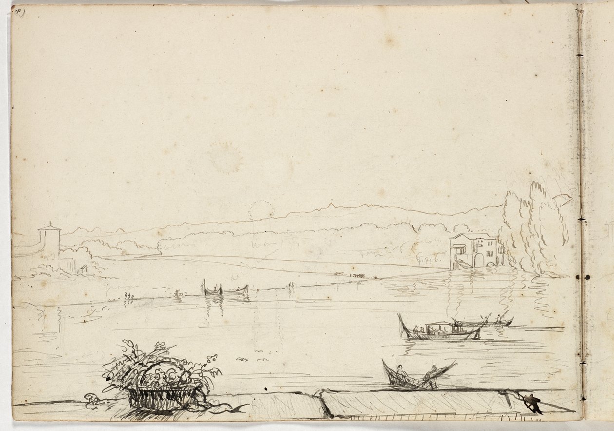 Senza titolo (studio di una scena fluviale con barche), 1831 da Thomas Cole