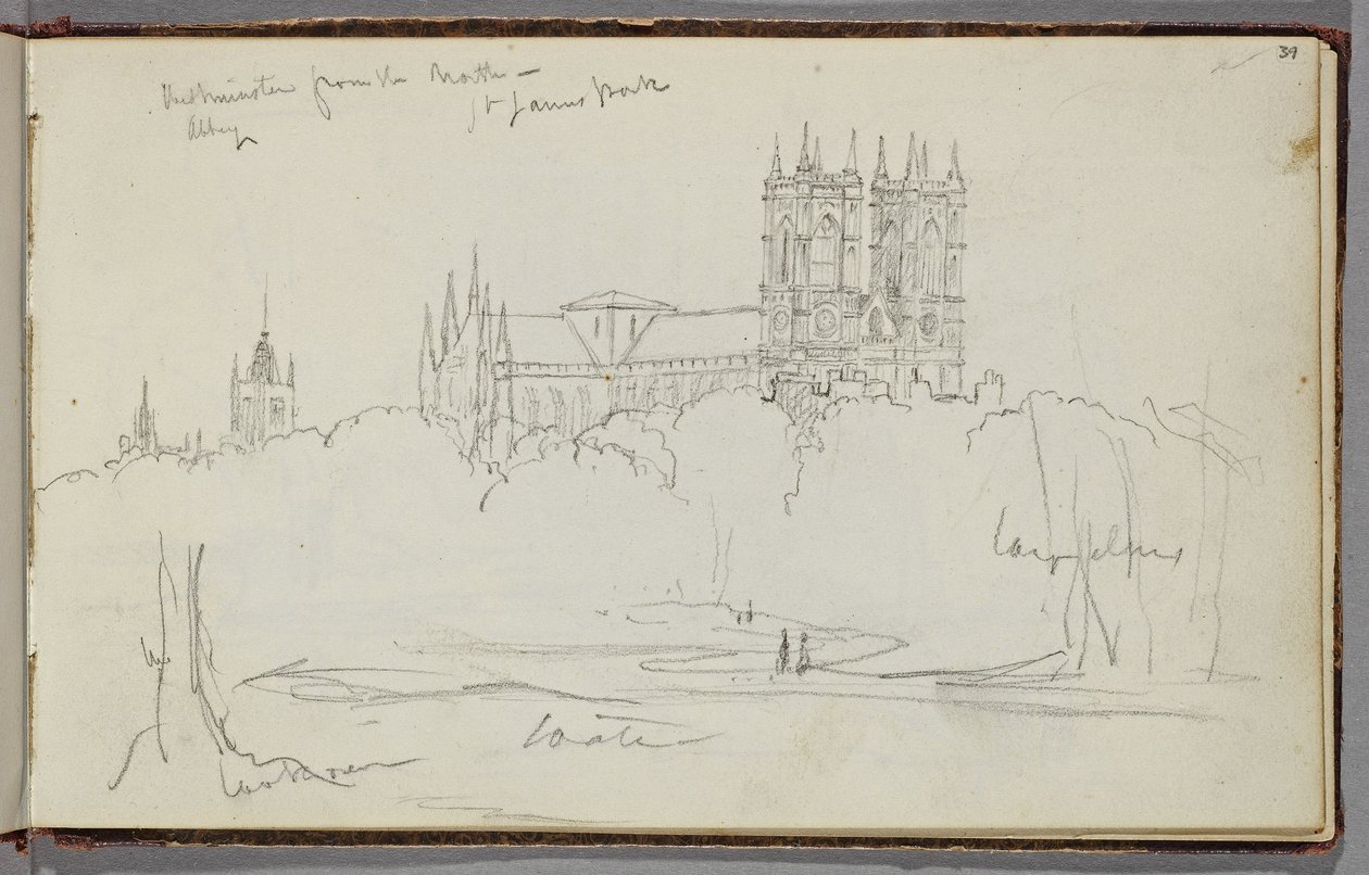 Abbazia di Westminster dal nord, St. James Park da Thomas Cole