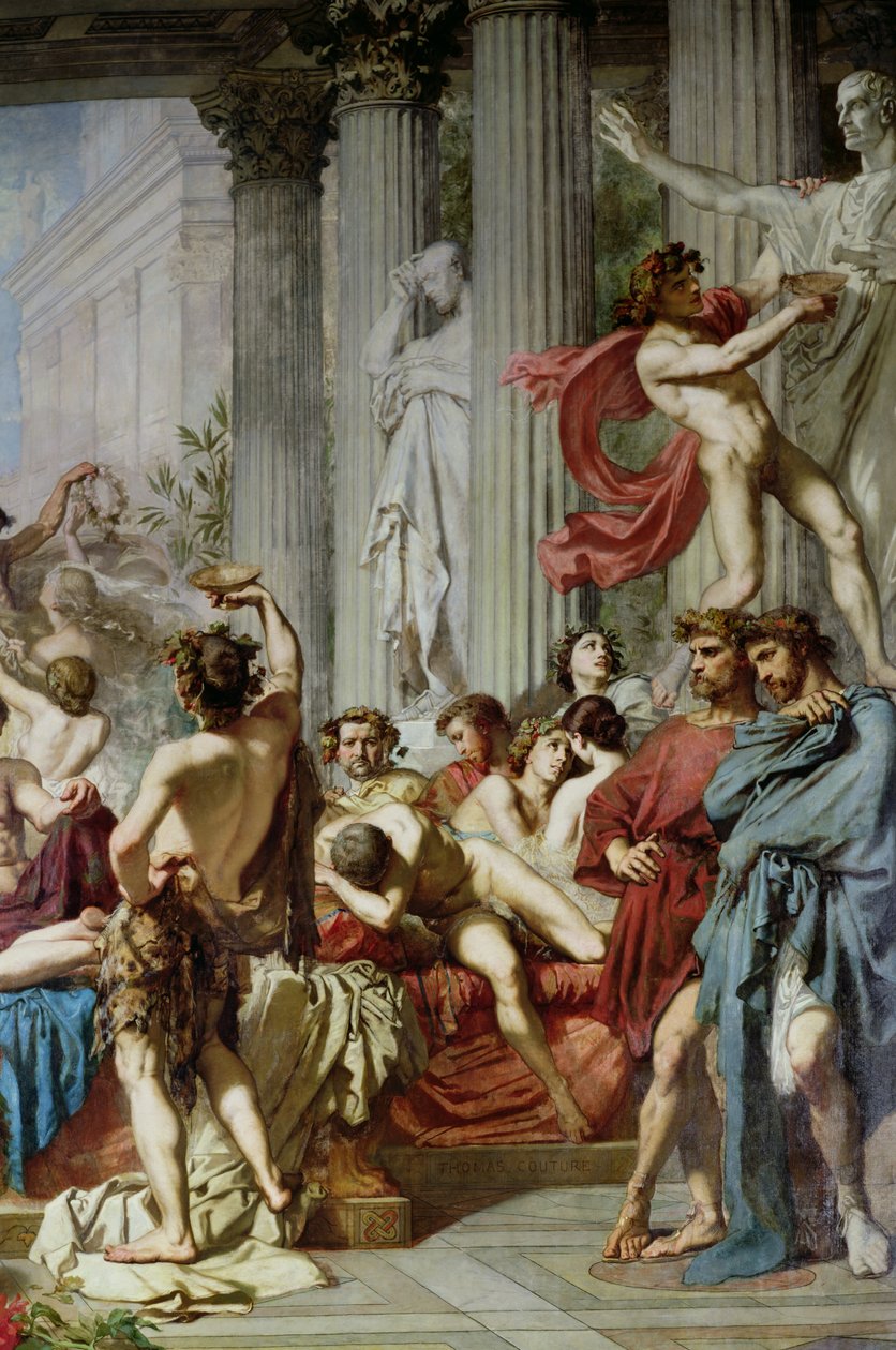 I Romani della Decadenza, dettaglio del gruppo di destra, 1847 (dettaglio) da Thomas Couture