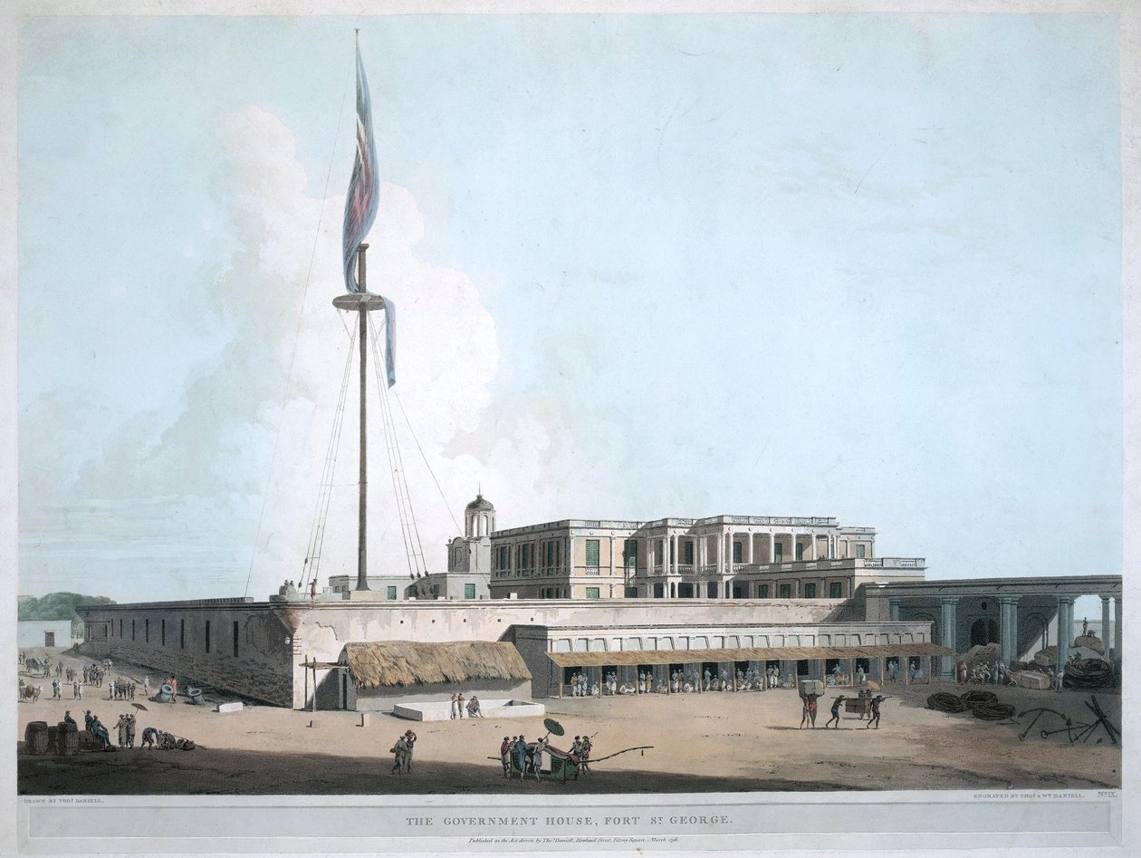 La casa del governo a Ft. St. George, Madras. 1804 da Thomas Daniell