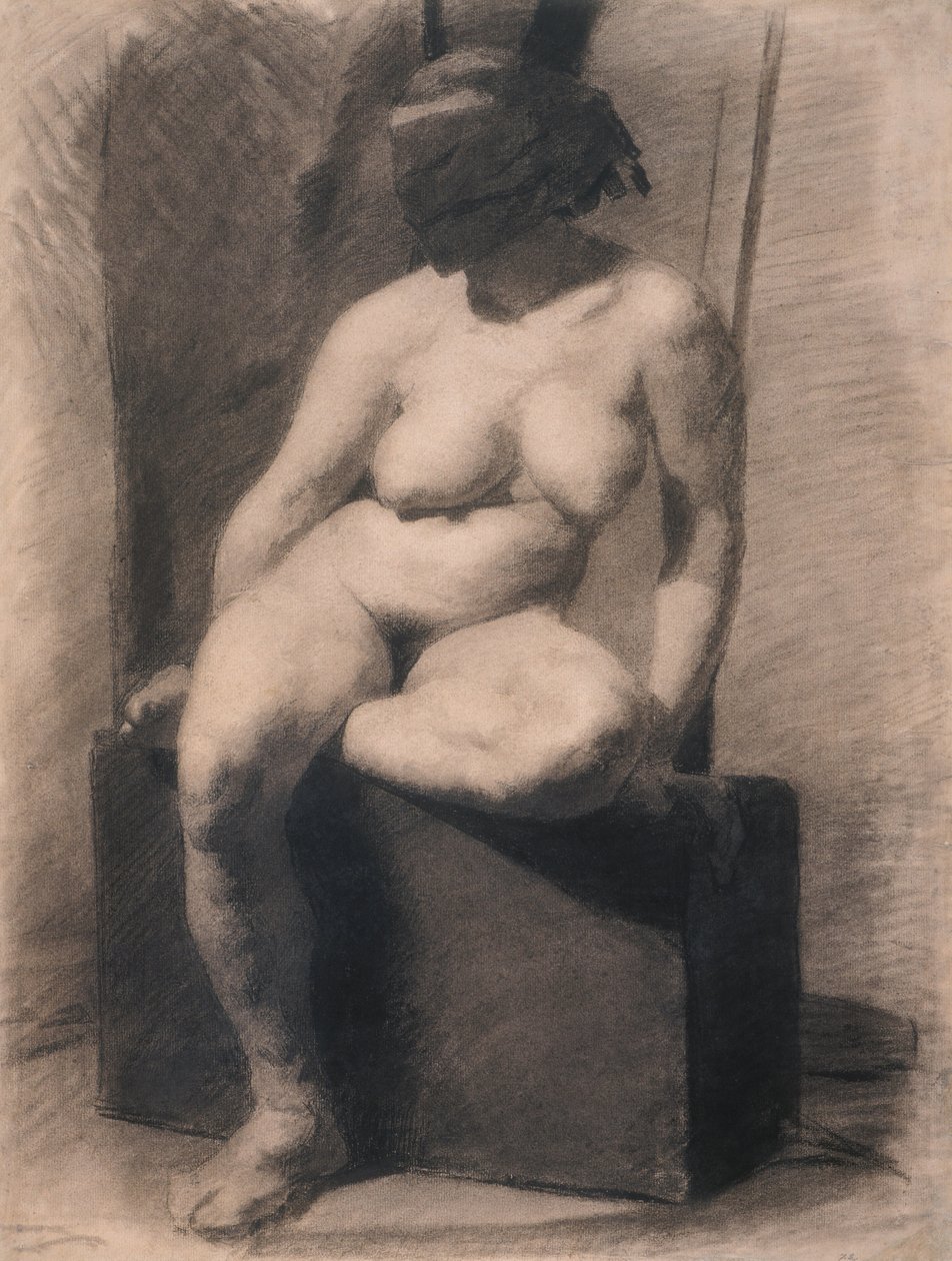 Studio di una donna nuda seduta con maschera da Thomas Eakins
