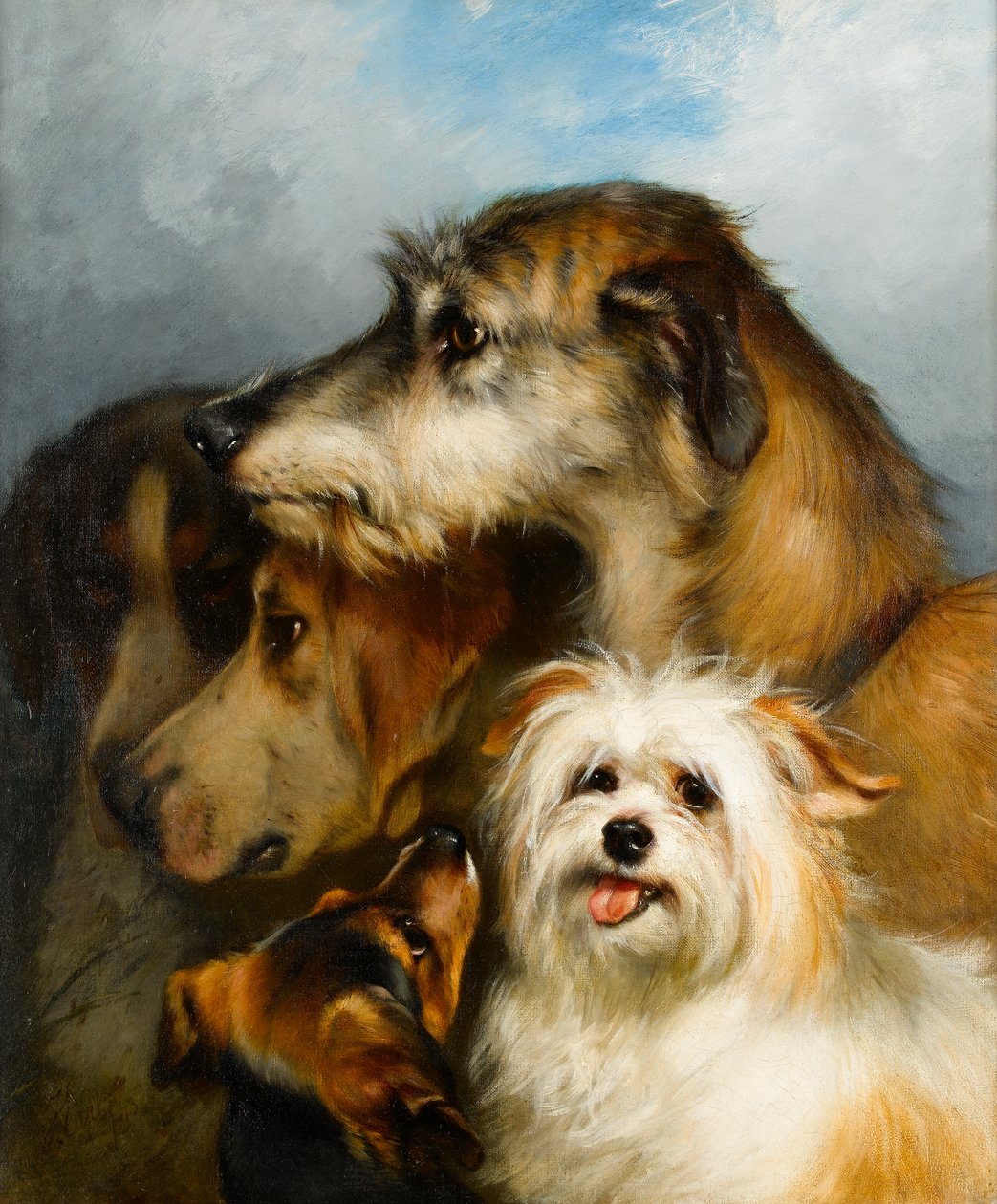 Un levriero irlandese e compagni di caccia, 1863 da Thomas Earl